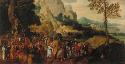Landscape with Saint John the Baptist Preaching by Herri met de Bles